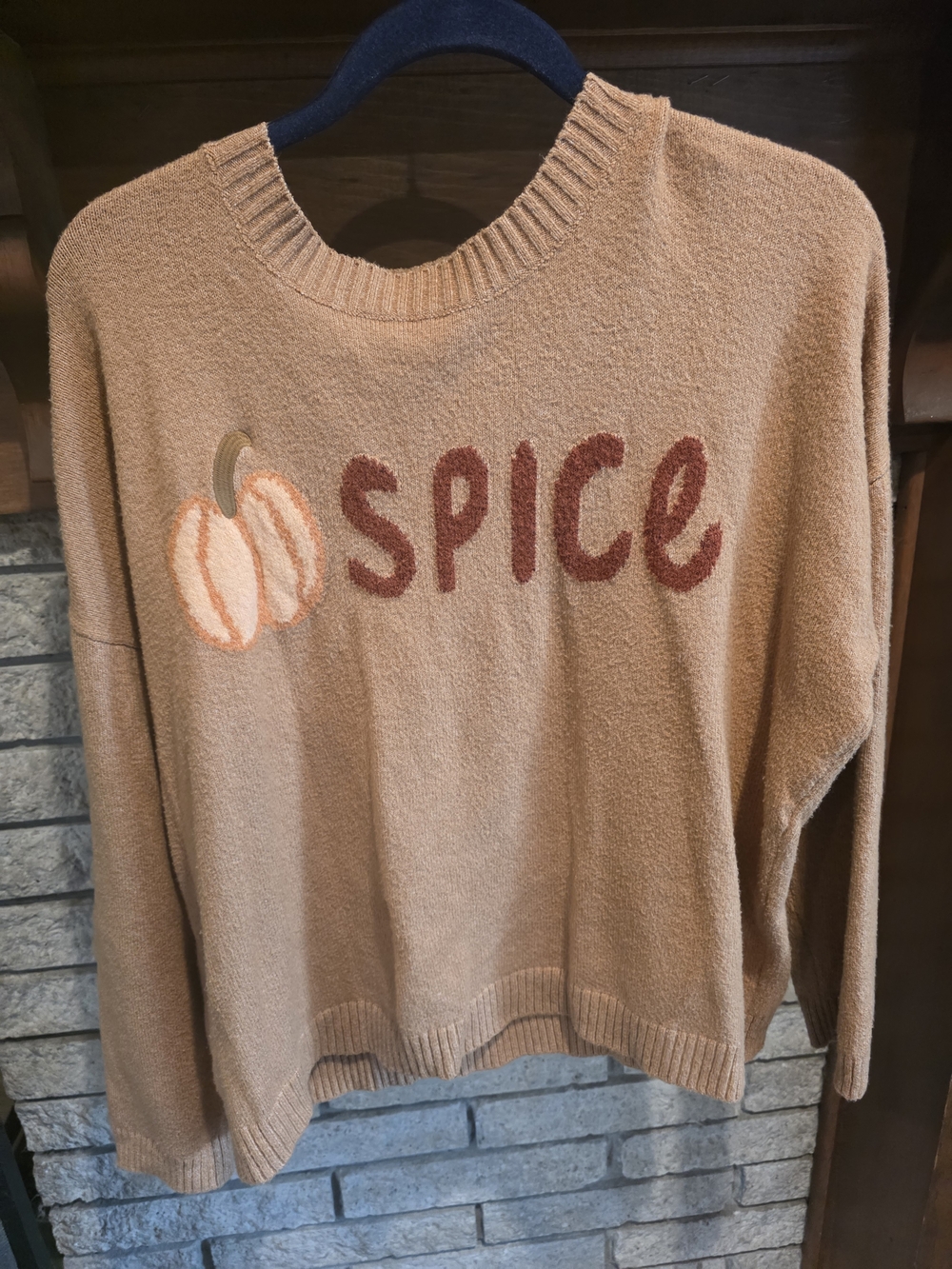 LOFT Camel 'SPICE' Pumpkin Graphic Crewneck Sweater - Picture 2 of 5